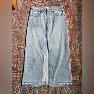 Hunter & Brown Light WasH Women’s Medium midi Denim Skirt Raw Hem